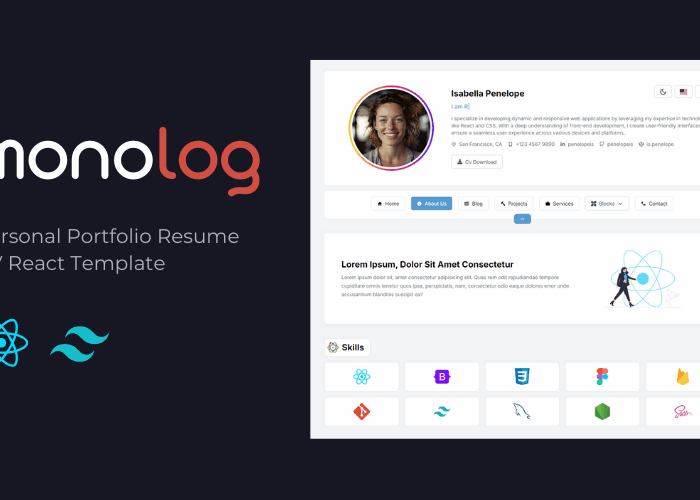 Monolog - Personal Portfolio/Cv React Template