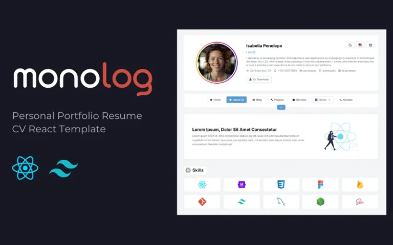 Monolog – Personal Portfolio/Cv React Template