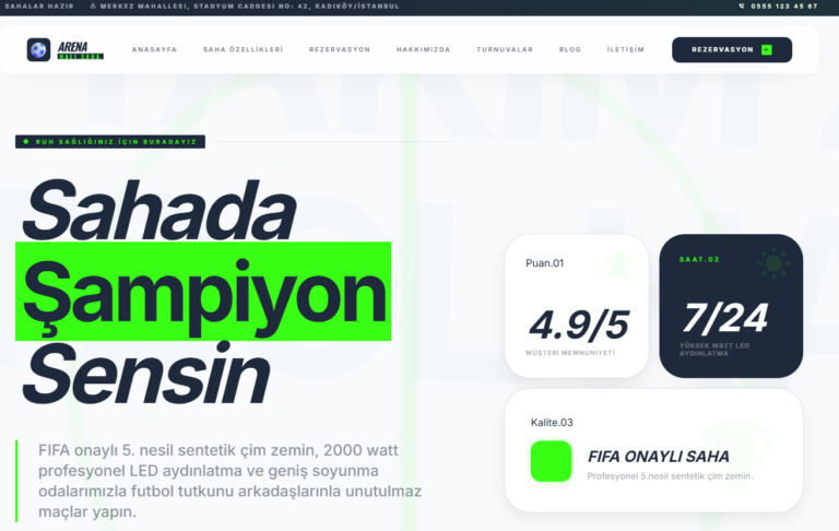 Halı Saha Otomasyonu (Rezervasyon, Müşteri, Gelir/Gider, Stok, Turnuva) ⚽🏆