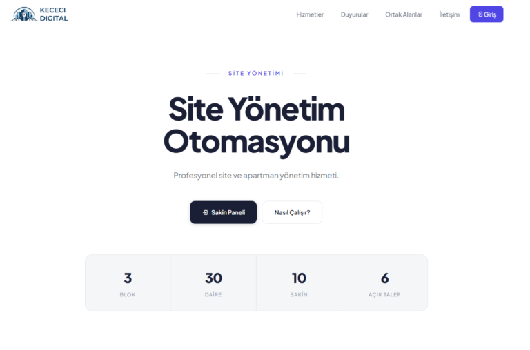 Akıllı Site Yönetimi Scripti (Admin + Sakin Paneli)