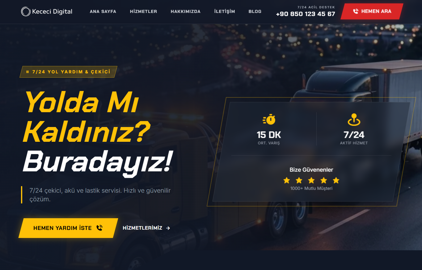 Yol Yardım-Çekici Otomasyon Scripti – Randevu, SMS, Admin Panel ve Site