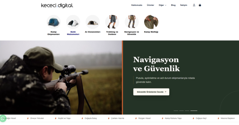 Av & Kamp Malzemeleri WordPress Teması | WooCommerce E-Ticaret | Sınırsız Lisans