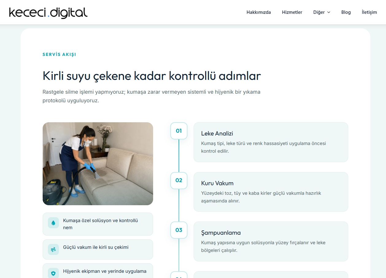 Koltuk Yıkama & Yerinde Temizlik WordPress Teması | Tek Tık Kurulum | Sınırsız Lisans - Görsel 4