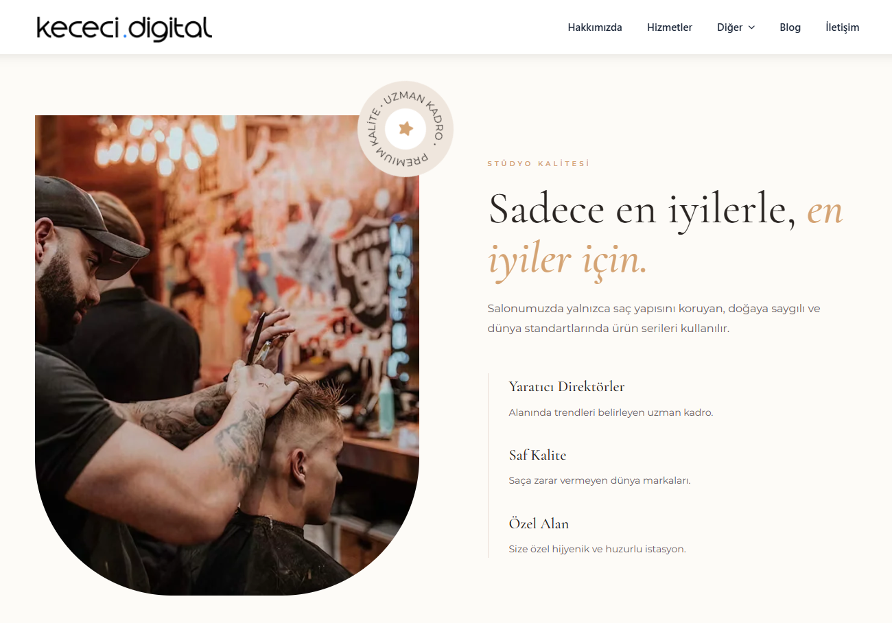 Kuaför & Berber WordPress Teması | Tek Tık Kurulum - Görsel 4