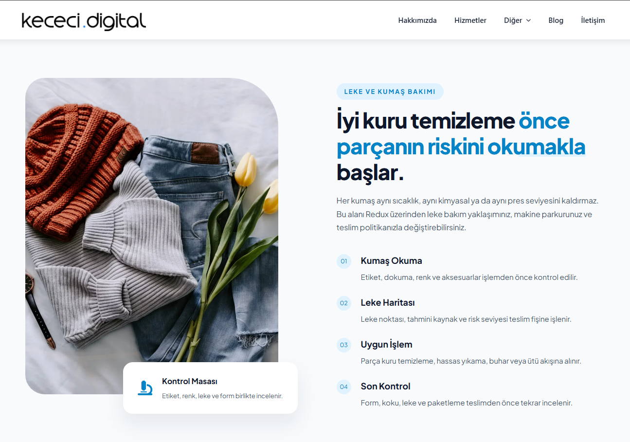 Kuru Temizleme & Ütü Evi WordPress Teması | Tek Tık Kurulum | Sınırsız Lisans - Görsel 2